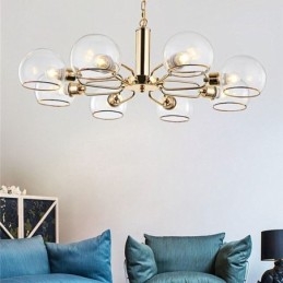 Glazen hanglamp moderne minimalistische smeedijzeren plafondlamp