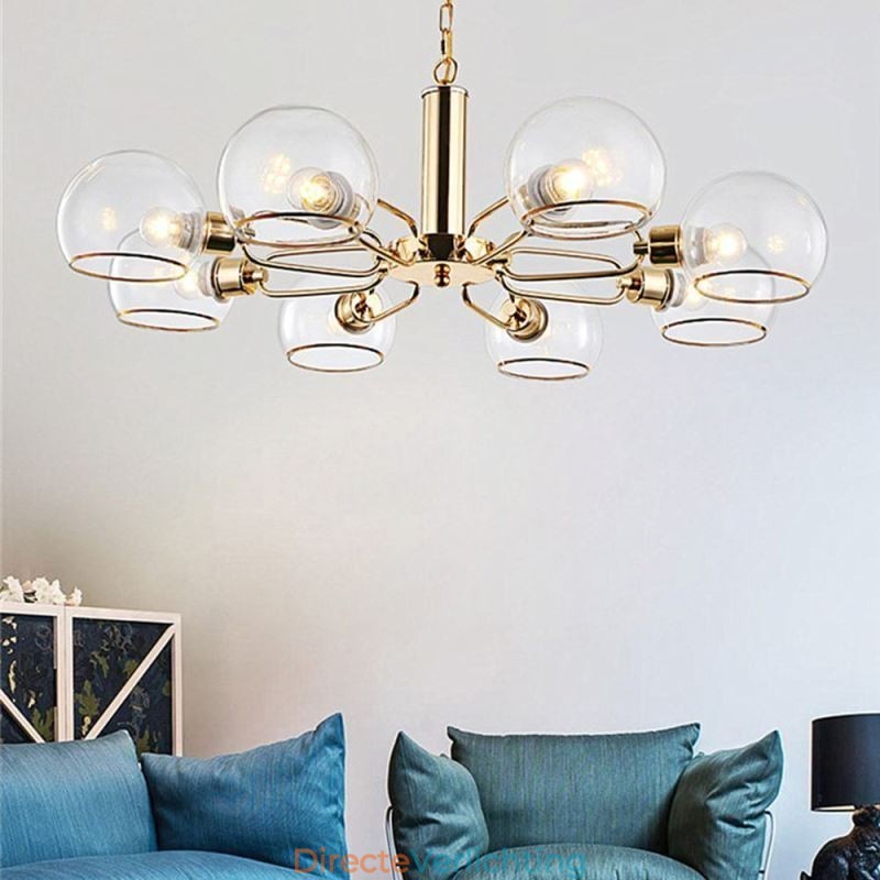 Glazen hanglamp moderne minimalistische smeedijzeren plafondlamp