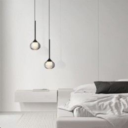 Eenvoudige glazen hanglamp, zwarte decoratieve plafondlampen