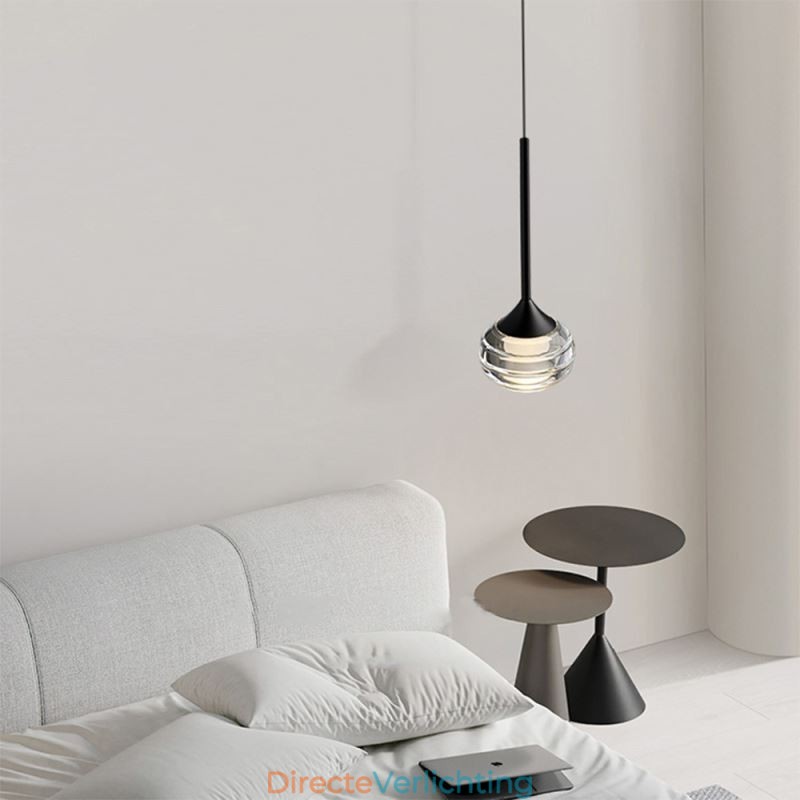 Eenvoudige glazen hanglamp, zwarte decoratieve plafondlampen