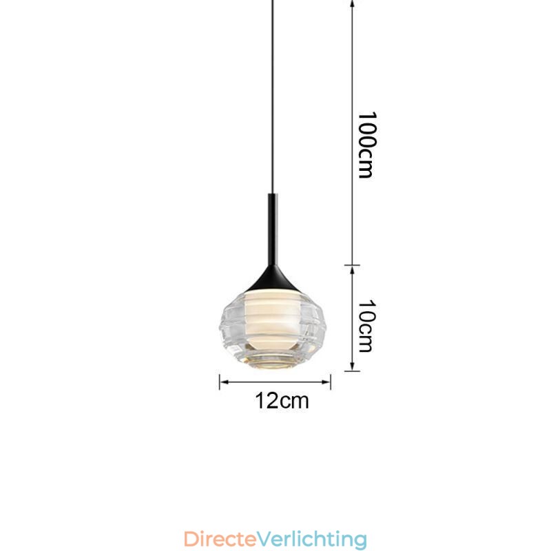 Eenvoudige glazen hanglamp, zwarte decoratieve plafondlampen