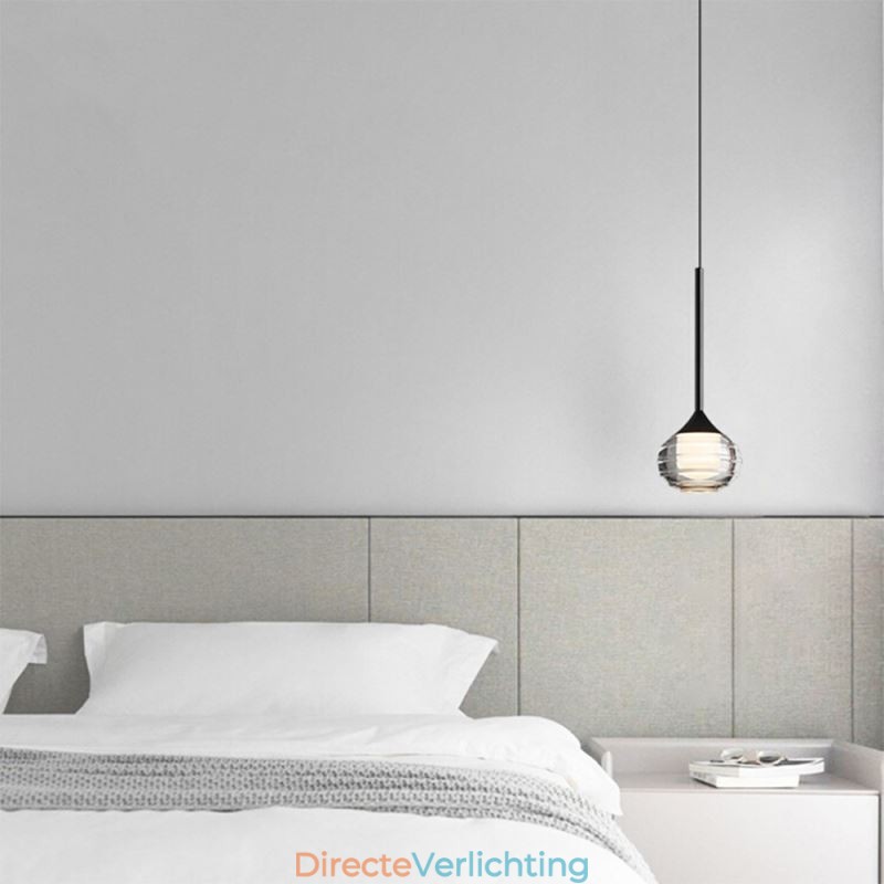 Eenvoudige glazen hanglamp, zwarte decoratieve plafondlampen