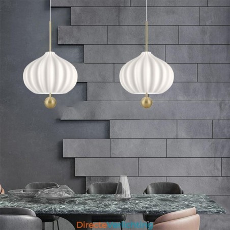 Moderne witte glazen hanglamp bolvormige minimalistische plafondlamp