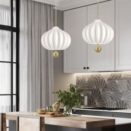 Moderne witte glazen hanglamp bolvormige minimalistische plafondlamp