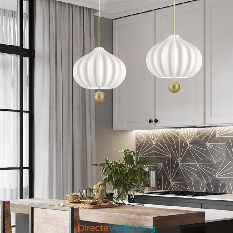 Moderne witte glazen hanglamp bolvormige minimalistische plafondlamp