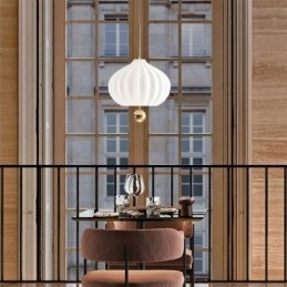 Moderne witte glazen hanglamp bolvormige minimalistische plafondlamp