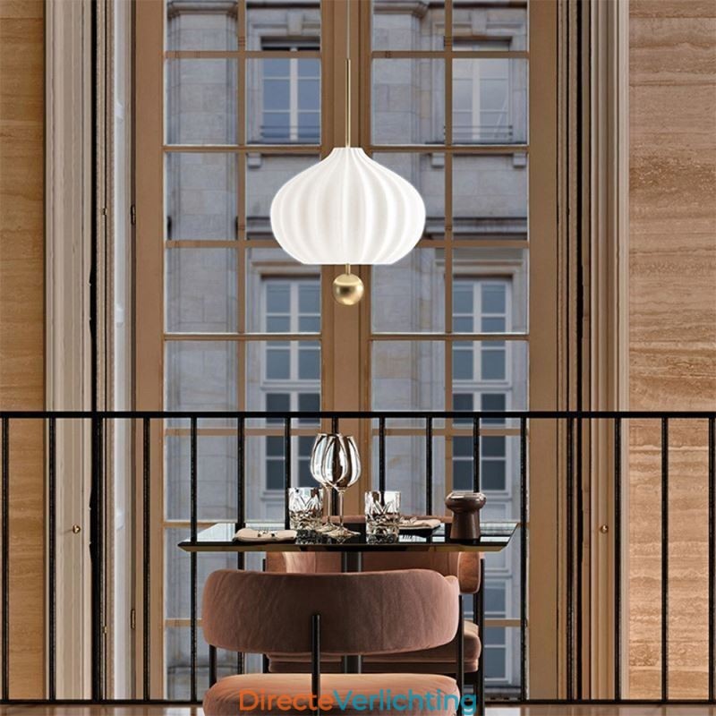 Moderne witte glazen hanglamp bolvormige minimalistische plafondlamp