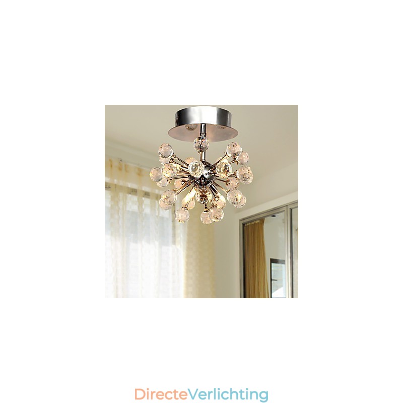 Moderne eigentijdse kristallen mini-stijl chromen metalen kroonluchter inbouw