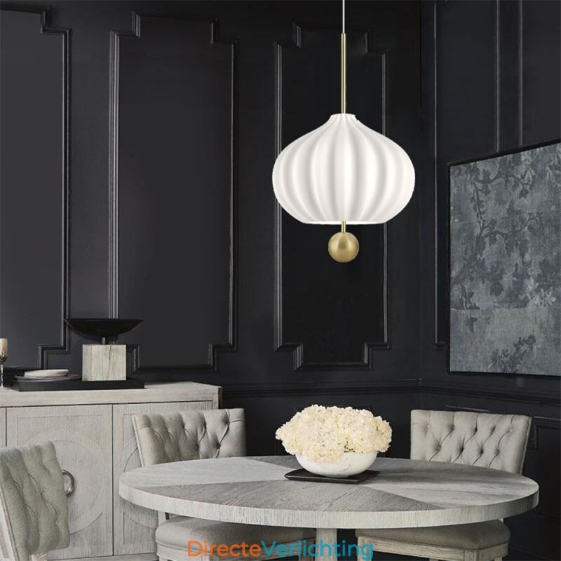 Moderne witte glazen hanglamp bolvormige minimalistische plafondlamp