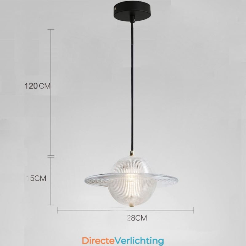 Moderne glazen hanglamp in de vorm van een plafondlamp