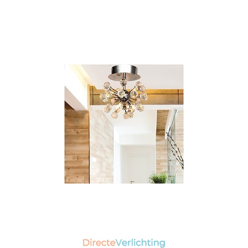 Moderne eigentijdse kristallen mini-stijl chromen metalen kroonluchter inbouw