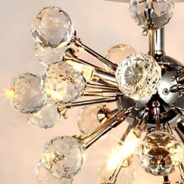 Moderne eigentijdse kristallen mini-stijl chromen metalen kroonluchter inbouw