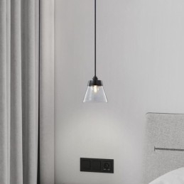 Moderne glazen hanglamp, enkele hangende hanglamp met heldere glazen kap