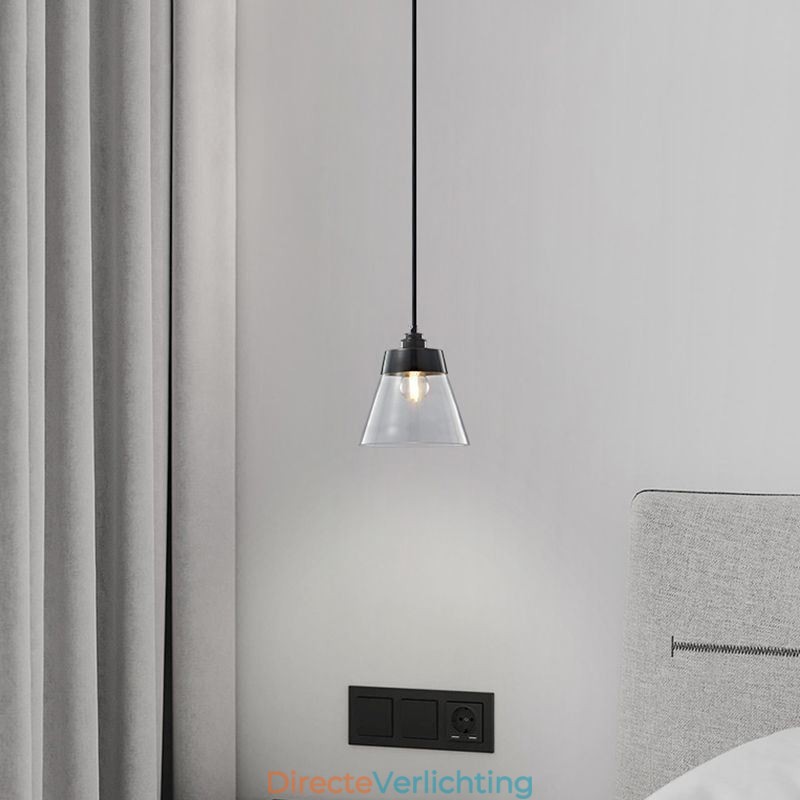 Moderne glazen hanglamp, enkele hangende hanglamp met heldere glazen kap