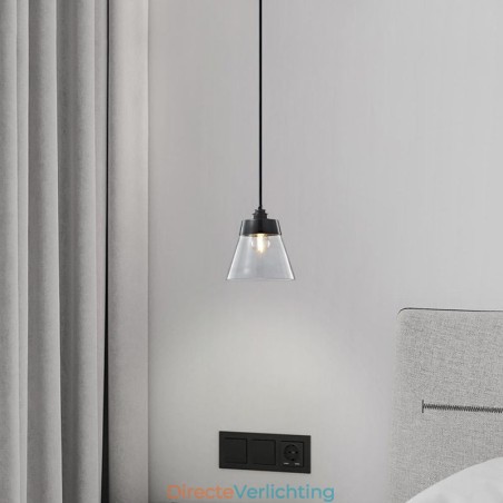 Moderne glazen hanglamp, enkele hangende hanglamp met heldere glazen kap Moderne glazen hanglamp, enkele hangende hanglamp met heldere glazen kap