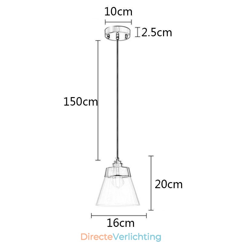 Moderne glazen hanglamp, enkele hangende hanglamp met heldere glazen kap