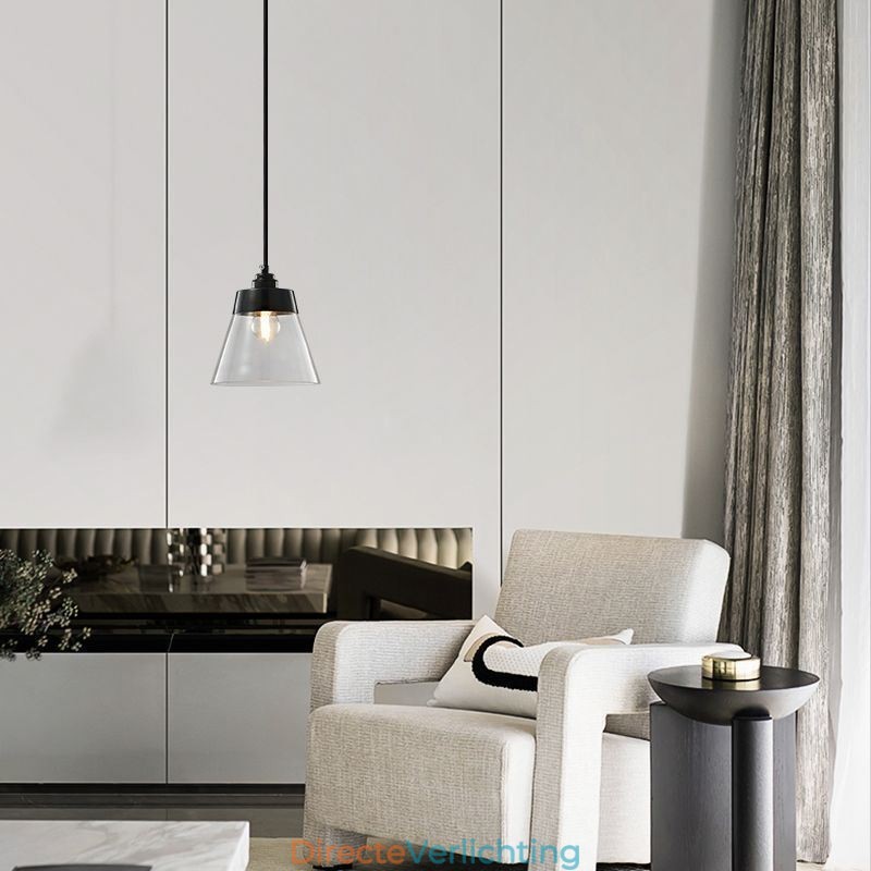 Moderne glazen hanglamp, enkele hangende hanglamp met heldere glazen kap