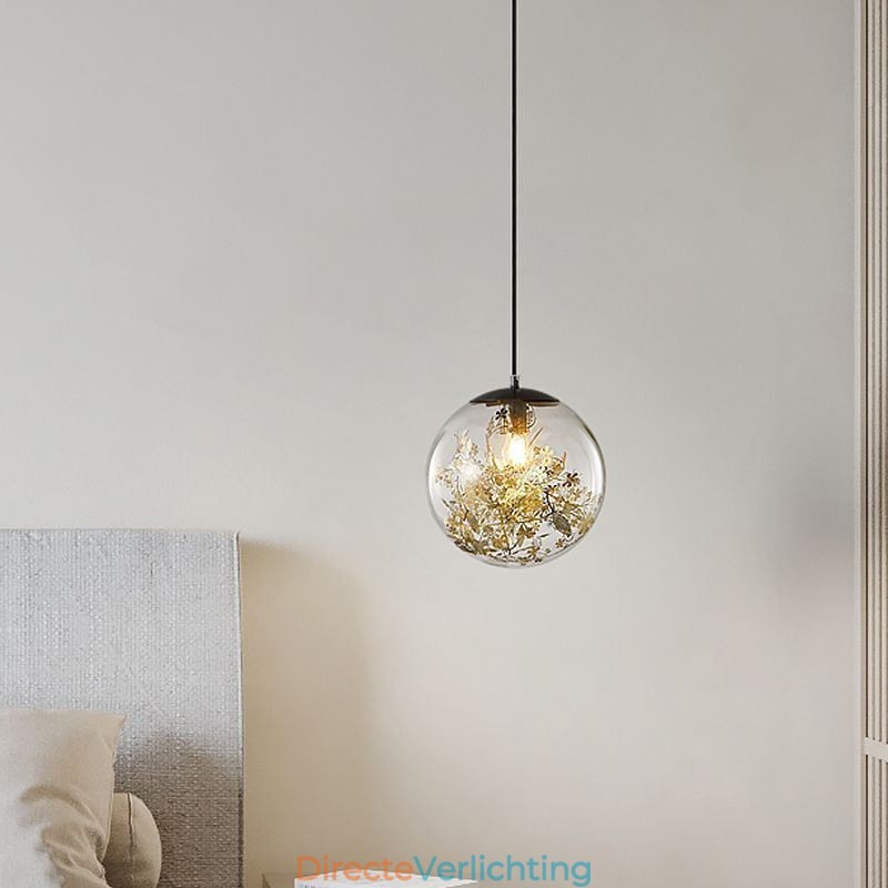 Glazen bol hanglamp bladeren kerst hangende verlichting