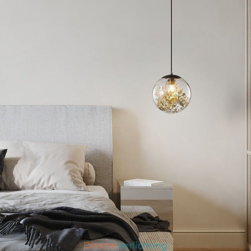 Glazen bol hanglamp bladeren kerst hangende verlichting