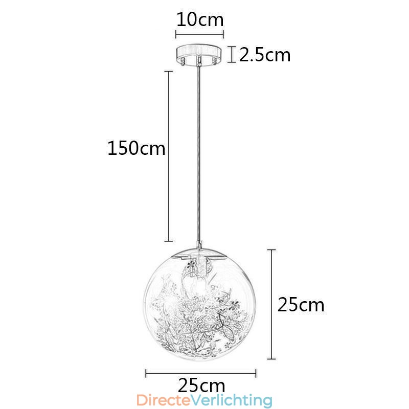 Glazen bol hanglamp bladeren kerst hangende verlichting