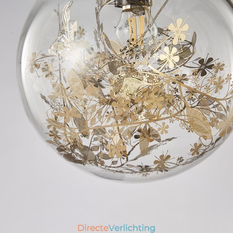 Glazen bol hanglamp bladeren kerst hangende verlichting