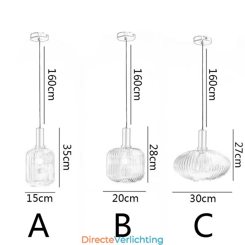 Moderne hanglamp, één licht, glazen hanglamp, eiland