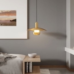 Geborsteld gouden hanglamp met enkele kop