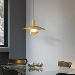 Geborsteld gouden hanglamp met enkele kop