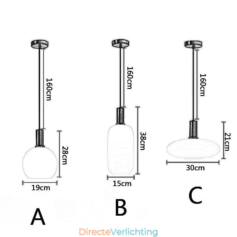 Moderne eenvoudige hanglamp van glas