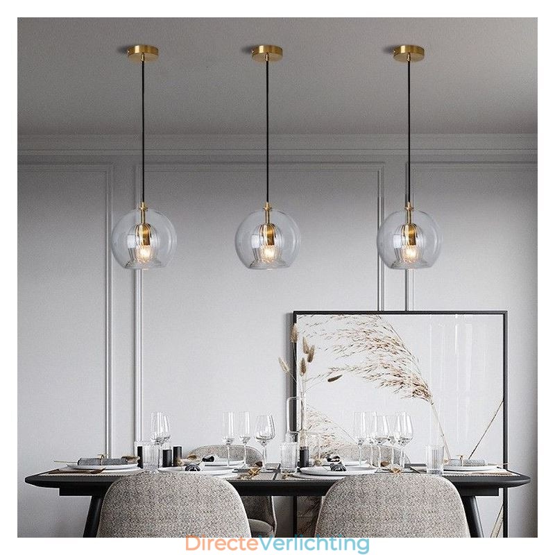 Moderne glazen hanglamp met enkele kop