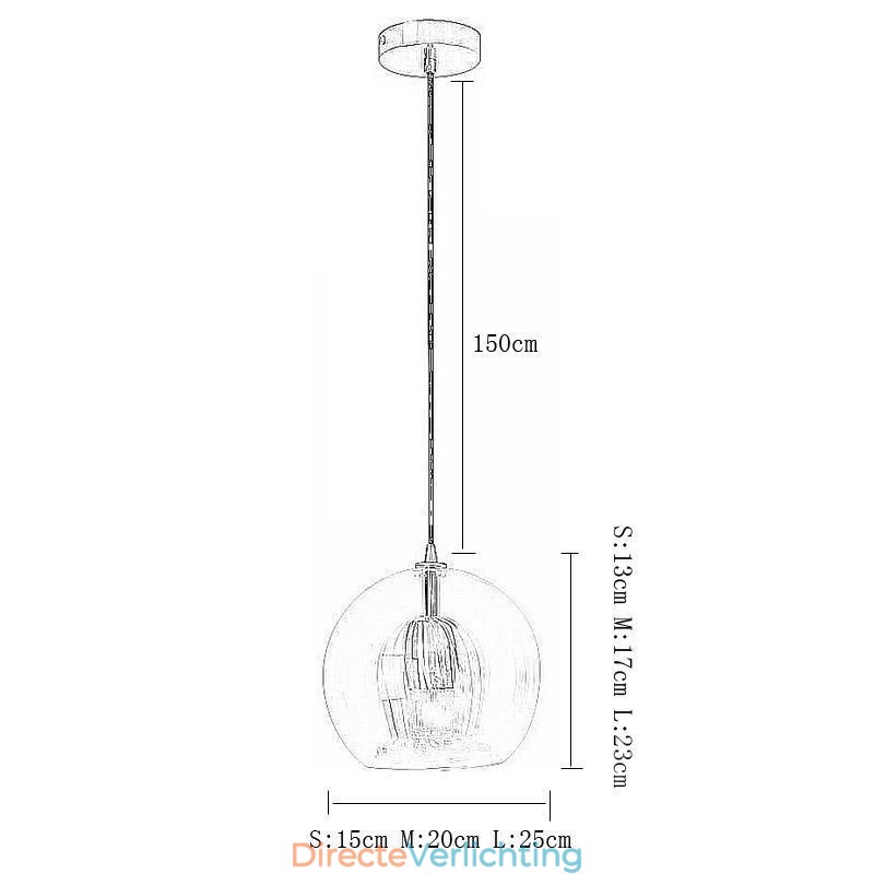 Moderne glazen hanglamp met enkele kop