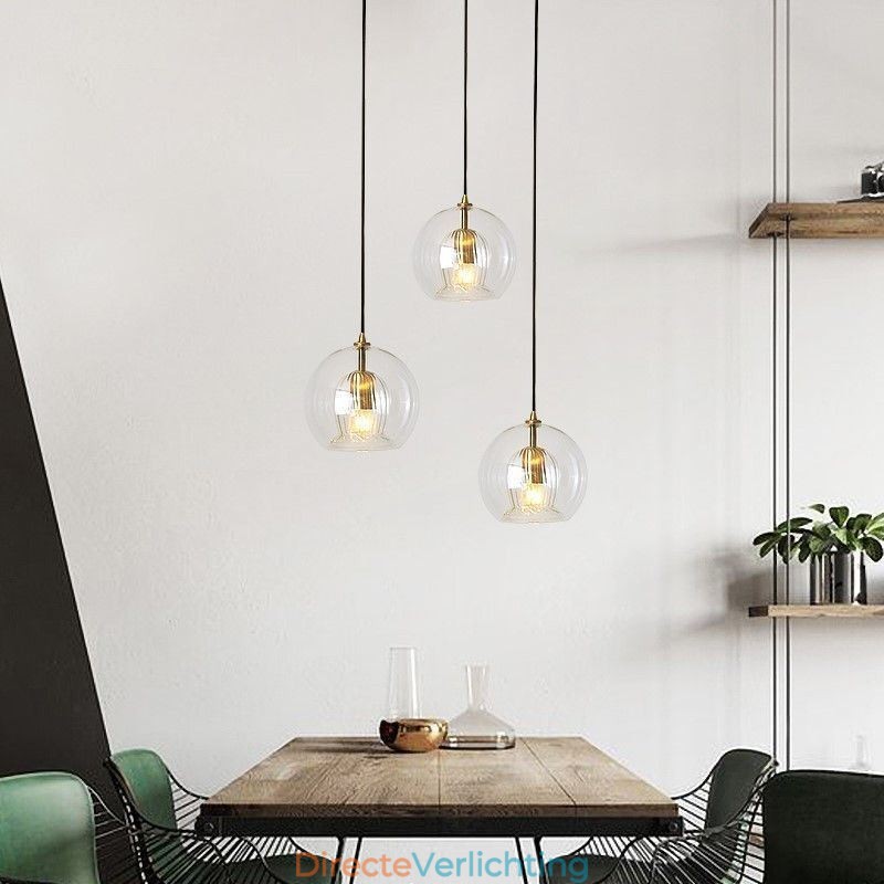 Moderne glazen hanglamp met enkele kop