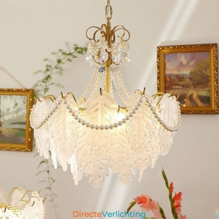 Europese glazen hanglamp, paal, moderne bladhanglamp Europese glazen hanglamp, paal, moderne bladhanglamp