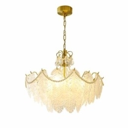 Europese glazen hanglamp, paal, moderne bladhanglamp