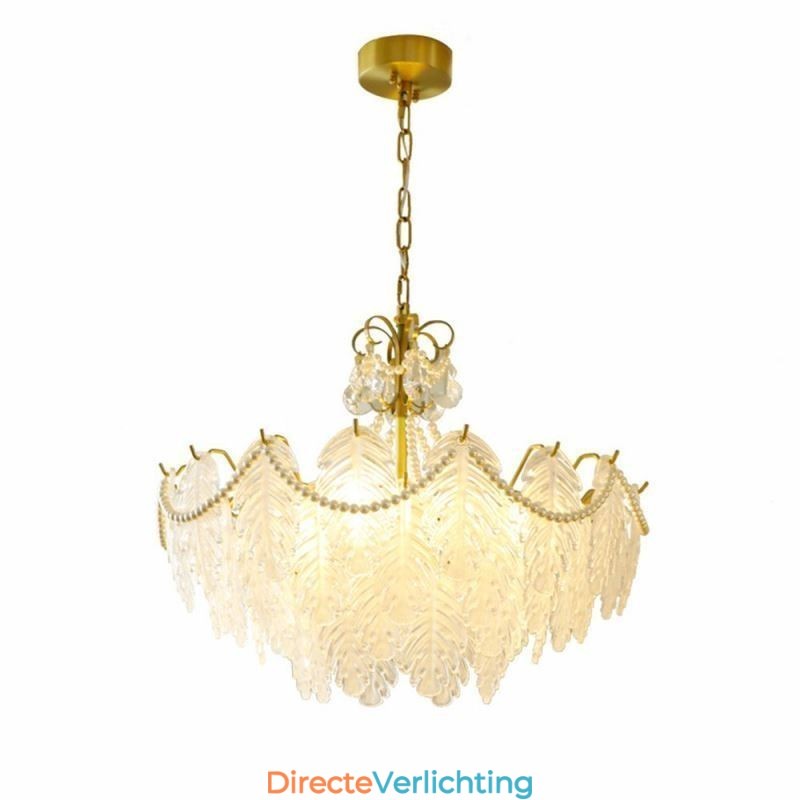 Europese glazen hanglamp, paal, moderne bladhanglamp