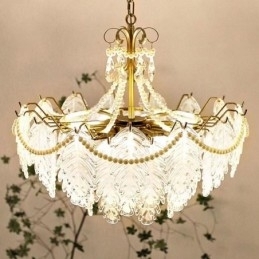 Europese glazen hanglamp, paal, moderne bladhanglamp