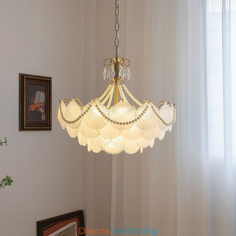 Europese glazen hanglamp Elegante schelpvormige hanglamp