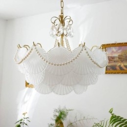 Europese glazen hanglamp Elegante schelpvormige hanglamp