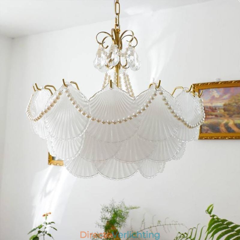 Europese glazen hanglamp Elegante schelpvormige hanglamp