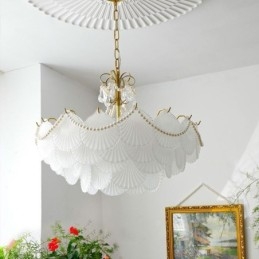 Europese glazen hanglamp Elegante schelpvormige hanglamp