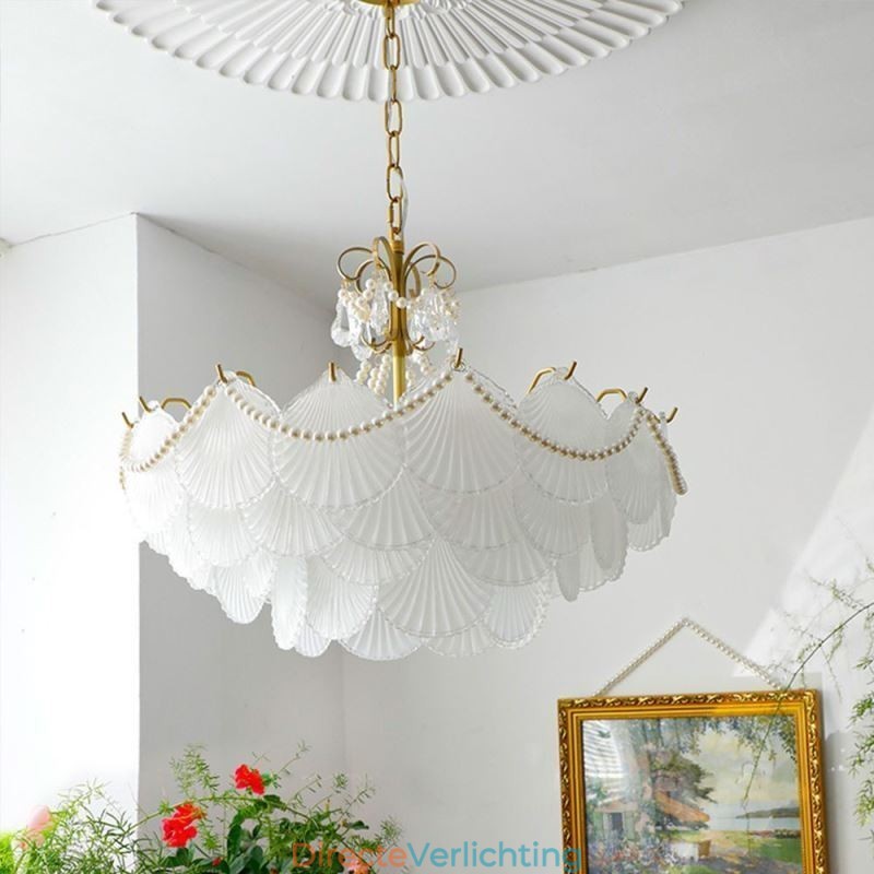 Europese glazen hanglamp Elegante schelpvormige hanglamp