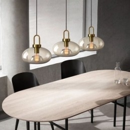 3-lichts hanglamp met glazen kap eiland