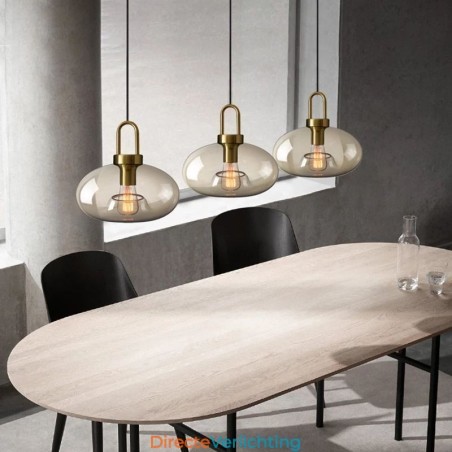 3-lichts hanglamp met glazen kap eiland 3-lichts hanglamp met glazen kap eiland