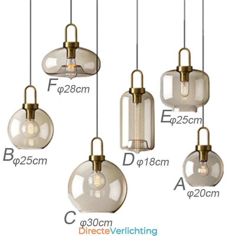 3-lichts hanglamp met glazen kap eiland