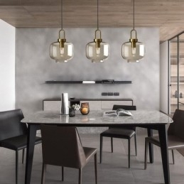 3-lichts hanglamp met glazen kap eiland