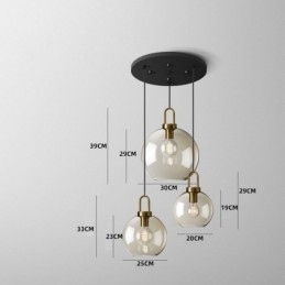 3-lichts hanglamp met glazen kap eiland