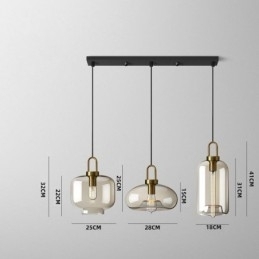 3-lichts hanglamp met glazen kap eiland