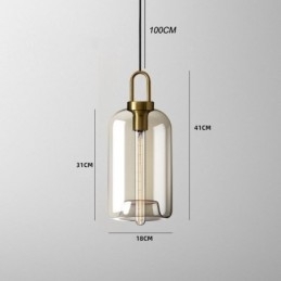 3-lichts hanglamp met glazen kap eiland