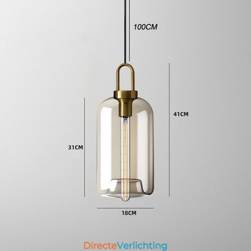 3-lichts hanglamp met glazen kap eiland