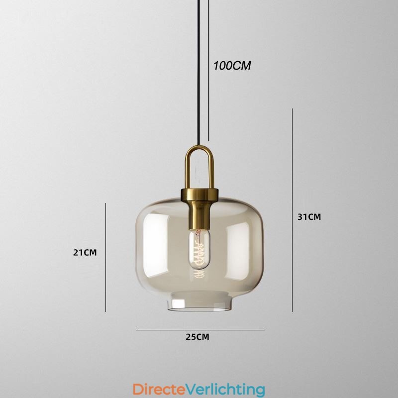 3-lichts hanglamp met glazen kap eiland